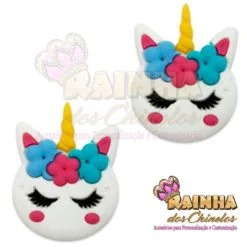 Pingente Unicórnio com Flores (Par)