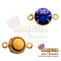 Pingente Argola Dupla de Strass Azul Royal (25 Unid.)