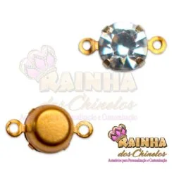 Pingente Argola Dupla de Strass Cristal (25 Unid.)