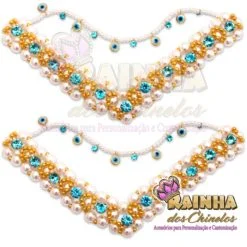 Trama de Pérola Correntinha de Olho Grego Azul (Par)