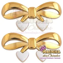 Laço ABS com Coração Branco (Par)