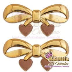 Laço ABS com Coração Bege (Par)
