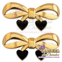 Laço ABS com Coração Preto (Par)