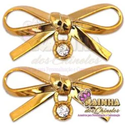 Laço ABS Dourado com Pingente (Par)