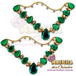 Cabedal em V Correntinha Verde 1ª Linha