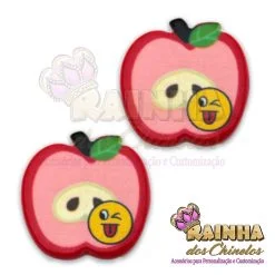 Aplique Maçã com Emoji (Par)