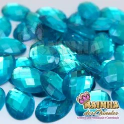 Chaton de Colagem Oval Base Reta 25mm Azul Turquesa (50g)
