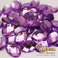 Chaton de Colagem Oval Base Reta 25mm Roxo (50g)