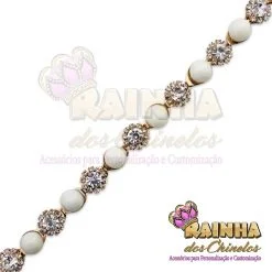 Corrente de Strass Pérola Branca (20 centímetros)