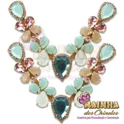 Cabedal em V Pedras Colorido (1ª Linha)