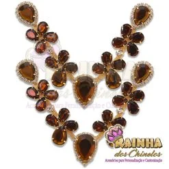 Cabedal em V Pedras Marrom (1ª Linha)