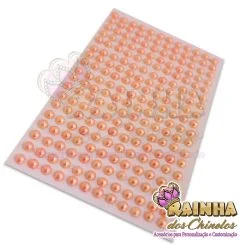 Cartela Autocolante Caminho de Pérolas 6mm Rosa Bebê