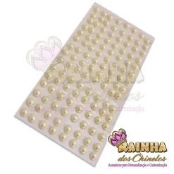 Cartela Autocolante Caminho de Pérolas 8mm Creme