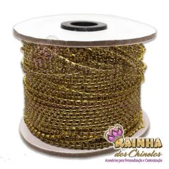 Fio de Strass Dourado SS12 Strass Cinza