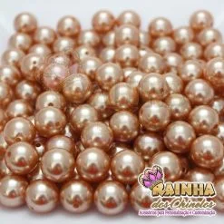 Pérolas ABS Marrom Cobre com Furo 14mm (50g)