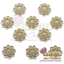 Florzinha ABS Creme com Cristal Central (10 unidades)