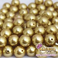 Pérolas ABS Amarela Dourada com Furo 14mm