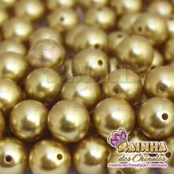 Pérolas ABS Amarela Dourada com Furo 16mm