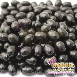 Pérolas Oval Preta 10x14mm com Furo