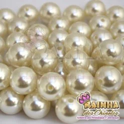 Pérolas ABS Creme com Furo 16mm