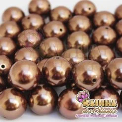 Pérolas ABS Marrom Escuro com Furo 20mm