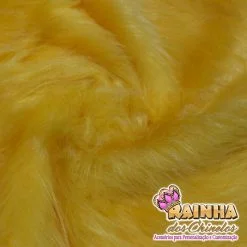 Tecido Pelúcia Pelo Alto 40mm Amarelo