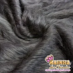 Tecido Pelúcia Pelo Alto 40mm Cinza Chumbo