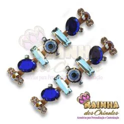 Cabedal Lateral Olho Grego Barras Azul Royal 1ª Linha (Par)