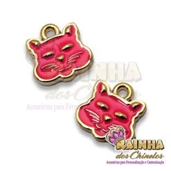 Pingente ABS Gato Rosa Pink (Par)