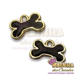 Pingente ABS Osso Preto (Par)