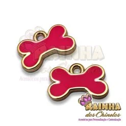 Pingente ABS Osso Rosa Pink (Par)