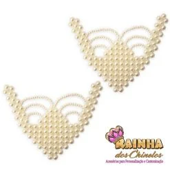 Trama Manta Triangulo De Pérola Creme (Par)