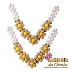 Trama V Pérola Flor Craquelada Bege (Par)