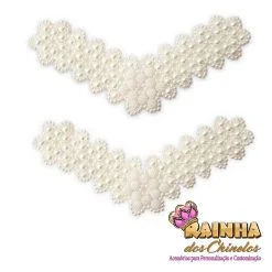 Trama Renda Francesa Inteira de Pérola Branca (Par)