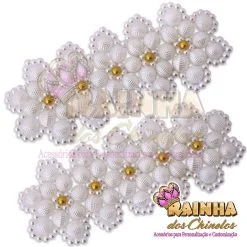 Trama Renda Francesa Lateral de Pérola Cascudo Branca (Par)