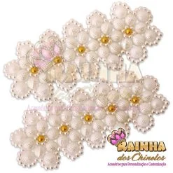 Trama Renda Francesa Lateral de Pérola Cascudo Creme (Par)