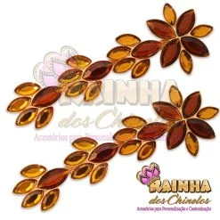 Cabedal Lateral Folhagem Caramelo 1ª Linha (Par)