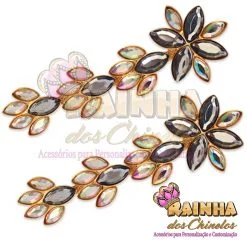 Cabedal Lateral Folhagem Cinza e Furta-Cor 1ª Linha (Par)