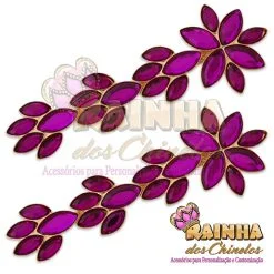 Cabedal Lateral Folhagem Roxa 1ª Linha (Par)