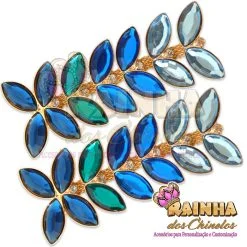 Cabedal Lateral Folhas Azuis 1ª Linha (Par)