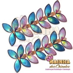 Cabedal Lateral Folhas Lilás e Azul 1ª Linha (Par)