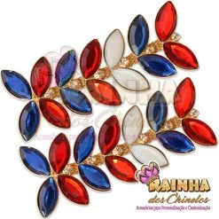 Cabedal Lateral Folhas Vermelhas e Azuis 1ª Linha (Par)