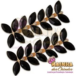 Cabedal Lateral Folhas Pretas 1ª Linha (Par)