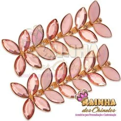 Cabedal Lateral Folhas Rosa Bebê 1ª Linha (Par)