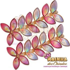 Cabedal Lateral Folhas Lilás e Rosa 1ª Linha (Par)