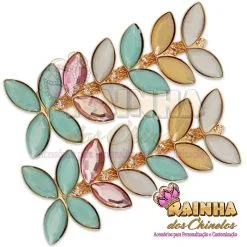 Cabedal Lateral Folhas Rosa e Azul 1ª Linha (Par)