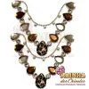 Cabedal em V Correntinha Darci Dourado Caramelho e Oncinha 1ª Linha