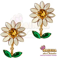 Cabedal Lateral Mari Girassol Branco 1ª Linha (Par)