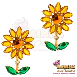 Cabedal Lateral Mari Girassol Dourado (Par)