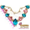 Cabedal em V Correntinha Love Mesclado Azul Turquesa e Rosa_2